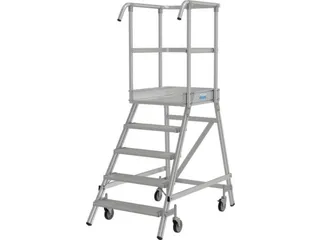 bordestrap,verrijdbaar,bordes H 1,2m,5treden,aluminium,4zwenkwielen - 3