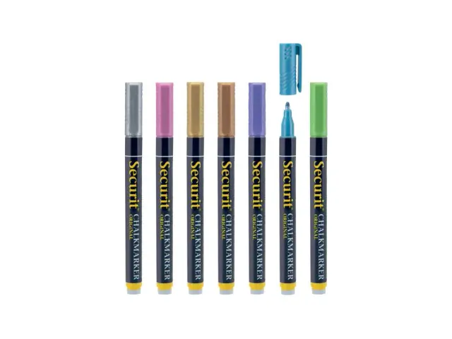 Krijtstift Securit SMA-100 rond 1-2mm metallic assorti 7 stuks