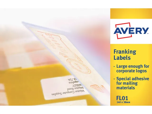 frankeeretiket Avery 140x38mm wit 500 vel 2 etiketten per vel