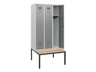 locker met bank,HxBxD 1950x900x815mm,3vak,vak B 300mm,cilinderslot - 1