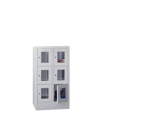 lockerkast,HxBxD 1187x600x500mm,2x3vakken,RAL7035,front RAL6011
