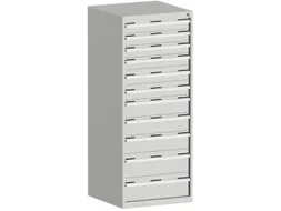 ladekast HxBxD 1600x650x650mm 11laden RAL7035 front RAL7035