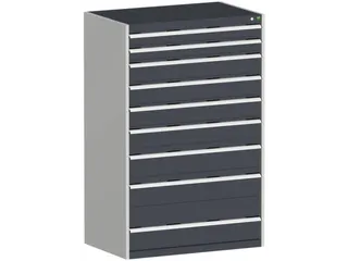 ladekast HxBxD 1600x1050x750mm 9laden RAL7035 front RAL7016 - 2