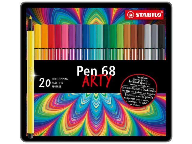Viltstift STABILO Pen 68/20 Arty medium assorti blik à 20 stuks