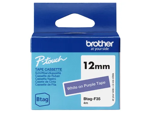 Brother BTAG-F35 labelprinter tape Wit op paars
