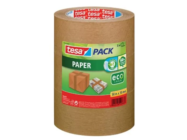 Tesapack paper ecoLogo 50mmx50m bruin papier pak van 3 stuks