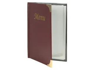 Menukaart Securit A5 4 tas wijnrood lederlook - 2