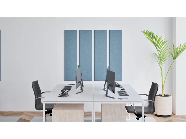 Akoestische PET-vilt wandtegels 30x120cm Blauw 4 Stuks