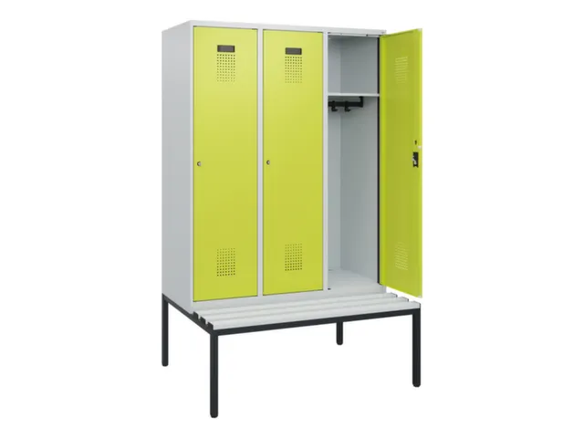 locker met bank,HxBxD 1950x1200x815mm,3vak,vak B 400mm,cilinderslot