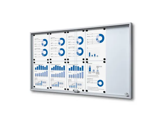 Vergrendelbaar notitiebord Indoor Slim 10xA4 met Schuifdeuren Zilver