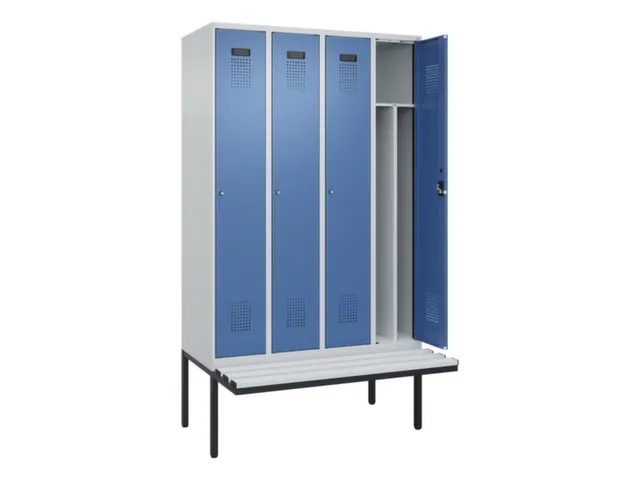 locker met bank,voor scheiding van kleding,HxBxD 2120x1200x815mm,4vak
