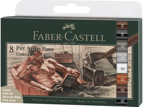 Tekenstift Faber-Castell Pitt Artist Pen etui 8 stuks Classic