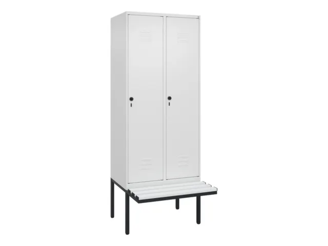 locker met bank,HxBxD 2120x800x815mm,2vak,vak B 400mm,draaigrendel