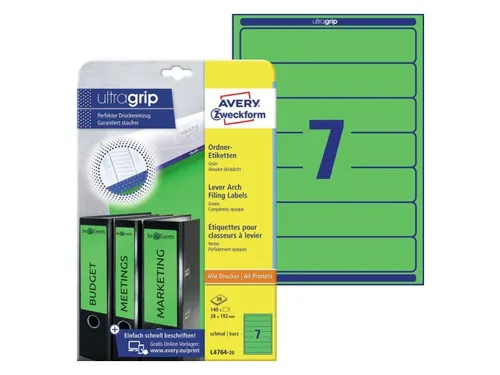 Rugetiket Avery Zweckform smal 38x192mm zelfklevend groen L4764-20