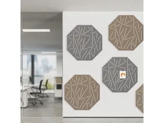 Akoestisch wandpaneel 8-hoek met patroon uitsnede 100x100cm Zand - 6