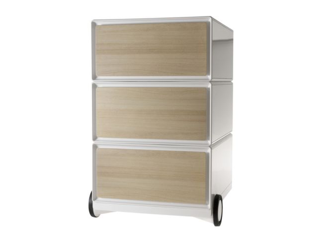 mobiel ladeblok HxBxD 642x390x436mm 3lade(n) romp wit front beuken | ArchiefkastOnline.be