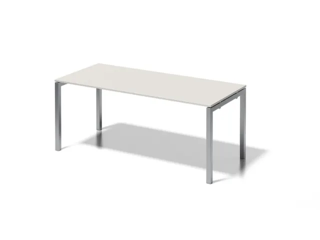 bureau HxBxD 740x1800x800mm blad grijswit 4-voeten zilverkleurig