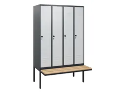 locker met bank,HxBxD 1950x1200x815mm,4vak,vak B 300mm,draaigrendel