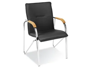 Beklede Stoel Leder en kunstleer Zwart 4Poten Beuken Armleuningen - 1