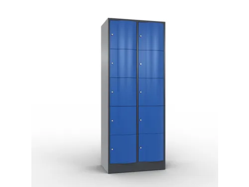 lockerkast,HxBxD 1950x770x540mm,2x5vakken,romp RAL7021,front RAL5010