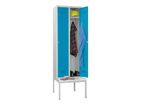 locker met bank,HxBxD 2150x600x500mm,2vak,RAL7035,front RAL5012