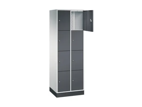 lockerkast,RAL 7035/RAL 7021,HxBxD 1950x620x500mm,2x4vakken,cil.-slot