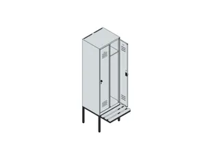 locker met bank,HxBxD 2120x600x815mm,2vak,vak B 300mm,draaigrendel - 5