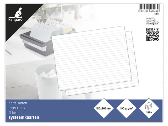 Systeemkaart Kangaro 150x200mm lijn 190 grams pak a 100 vel