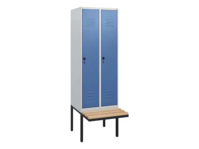 locker met bank,HxBxD 1950x600x815mm,2vak,vak B 300mm,draaigrendel