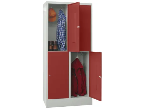lockerkast,HxBxD 1850x800x500mm,2x2vakken,RAL7035,front RAL3000