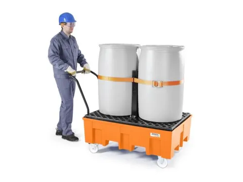 verrijdbare PE-opvangbak,v. 2x200l vat,opvangvol. 220l
