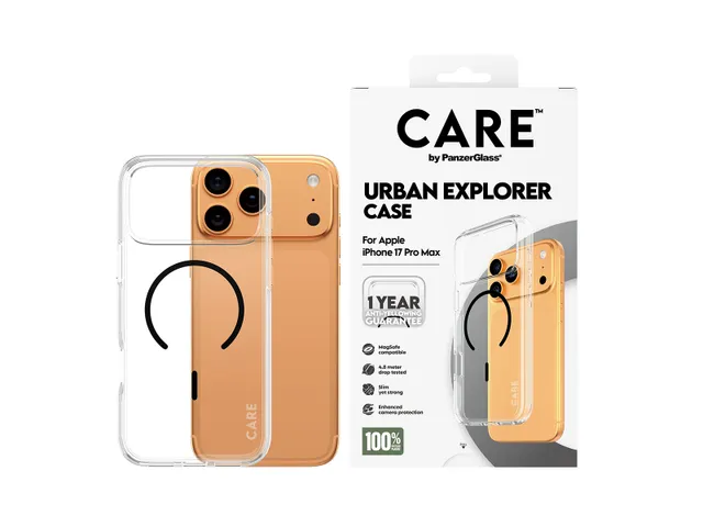 PanzerGlass CARE by Urban Explorer Case Transparent w. Black Mag