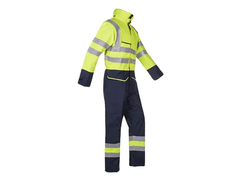 Sioen Carret 7253 coverall, fluo geel/marineblauw, maat 2XL, per stuk