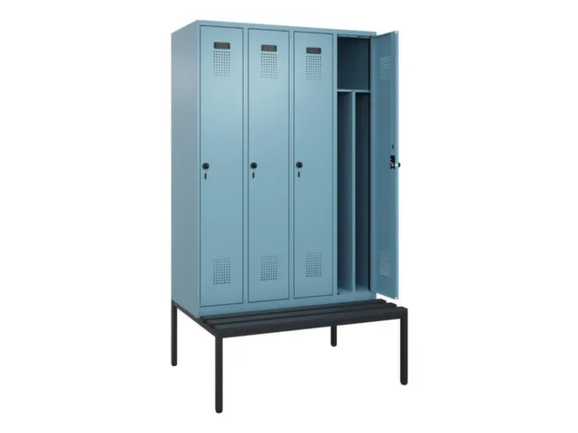 locker met bank,voor scheiding van kleding,HxBxD 2120x1200x815mm,4vak