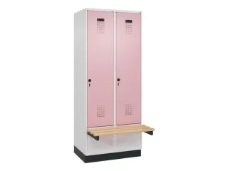 locker met bank,HxBxD 1950x800x815mm,2vak,vak B 400mm,draaigrendel - 2