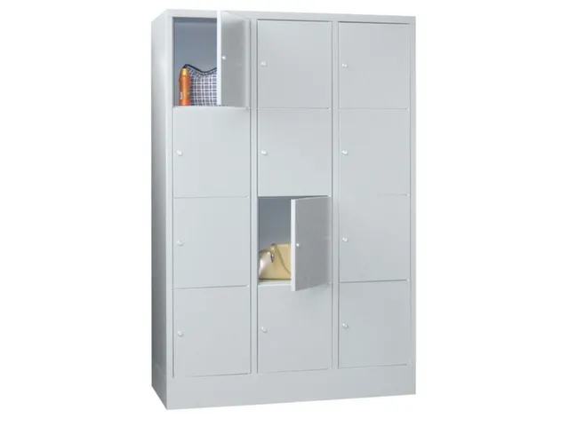 lockerkast,RAL 7035,HxBxD 1850x1200x500mm,3x4vakken,vak B 400mm