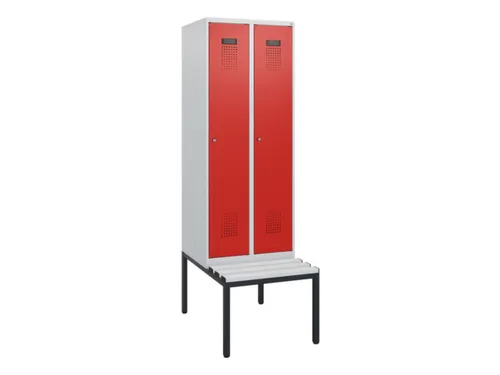locker met bank,HxBxD 1950x600x815mm,2vak,vak B 300mm,cilinderslot