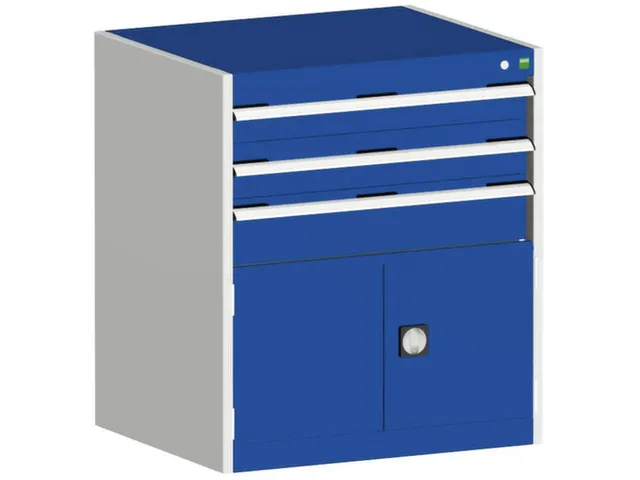 ladekast HxBxD 900x800x750mm 3laden RAL7035 front RAL5010