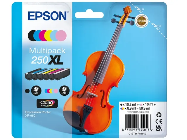 Inktcartridge Epson 250XL T16P84 zwart + 5 kleuren
