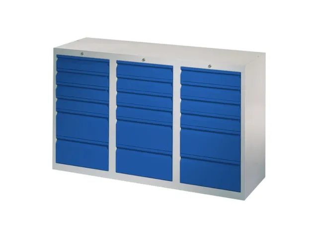 ladekast HxBxD 900x1500x500mm 18laden RAL7035 front RAL5010