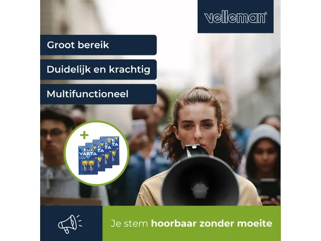 Krachtige 50 W megafoon met ingebouwde sirene Set