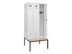 locker met bank,HxBxD 2120x900x815mm,3vak,vak B 300mm,cilinderslot