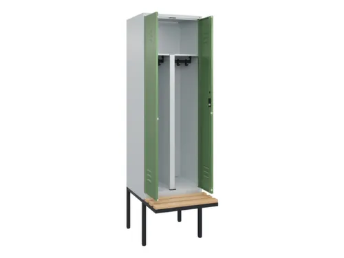 PBM-locker met bank,HxBxD 2120x600x815mm,2vak,vak B 300mm,cil.-slot