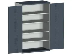 kast met geperforeerde platen,HxBxD 2000x1300x525mm,4xStalen bodem