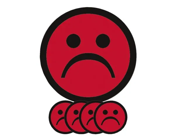 Magneet smiley 75mm emotie bedroefd rood 5 stuks