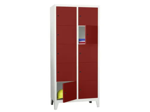 lockerkast,HxBxD 1850x800x500mm,2x5vakken,RAL7035,front RAL3000