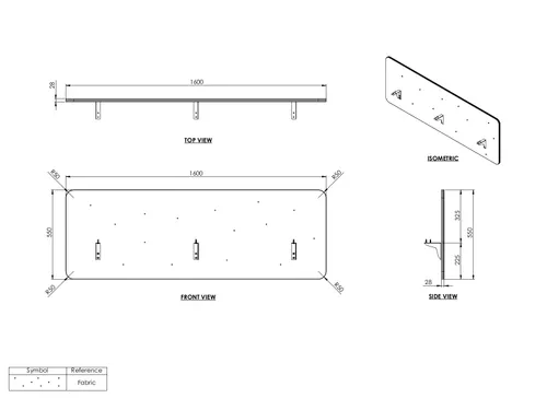 Opzetwand tbv zit-sta werkplek 160x80cm Zwart