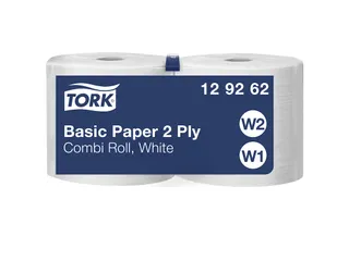 Poetsrol Tork 2-laags Wit 129262 Basic Combi rol W1/2 multifunctioneel - 1