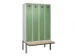locker met bank,voor scheiding van kleding,HxBxD 2120x1200x815mm,4vak