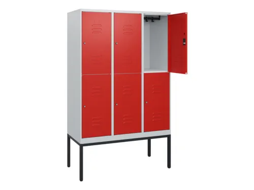 dubbeldekse locker,HxBxD 1950x1200x500mm,3x2vak.,vak B 400mm,cil.-slot